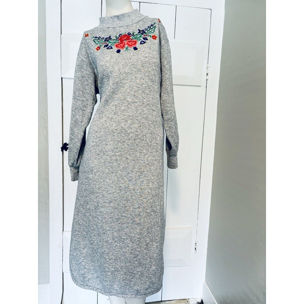 Vintage Kittens 80’s Flowers Cottagecore Sweatshirt Dress Fuzzy Pajamas Fleece